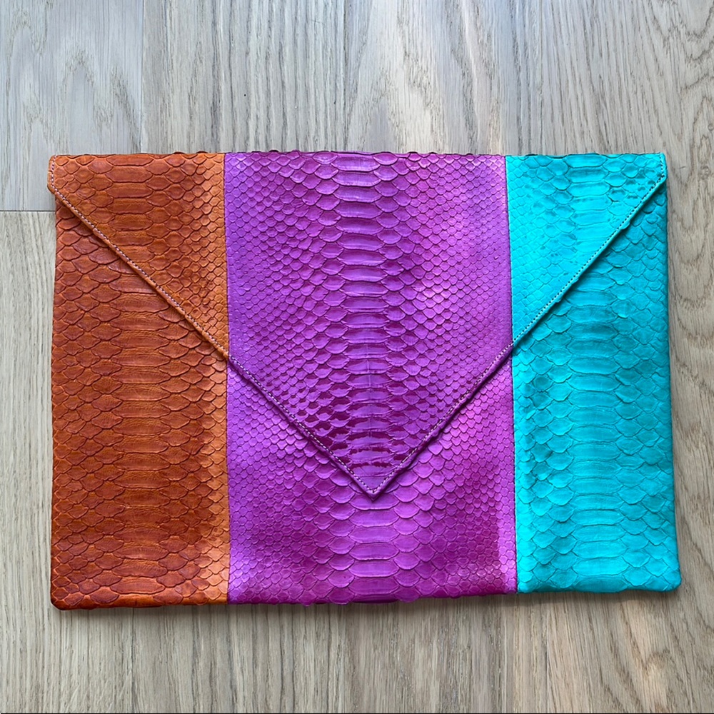 Primary Multicolor Snakeskin Clutch